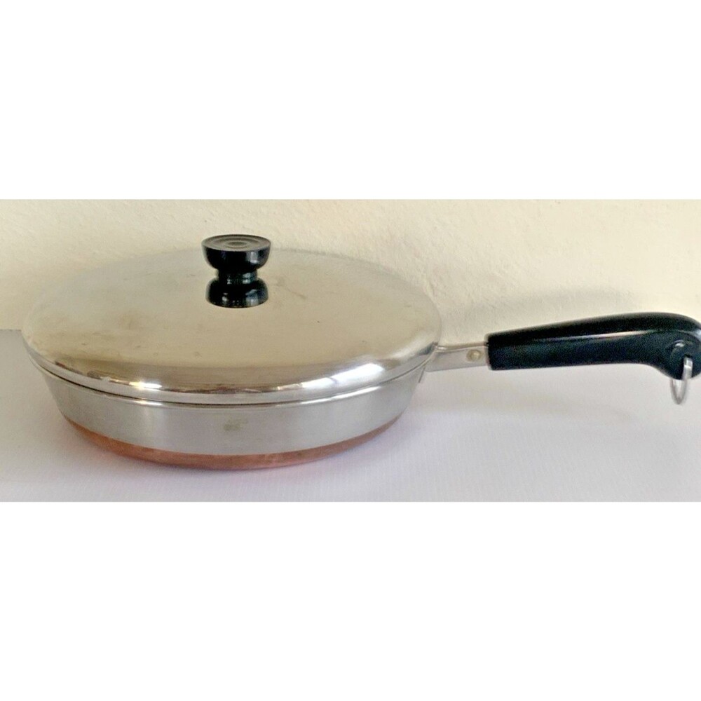 Revere Ware Stainless Steel Copper Bottom 10” Frying Pan Skillet & Lid Rome NY